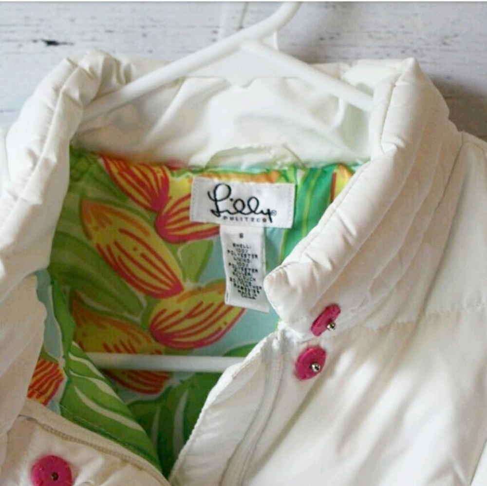 Lilly Pulitzer Whit Down Vest Pink Buttons Small - Picture 4 of 7